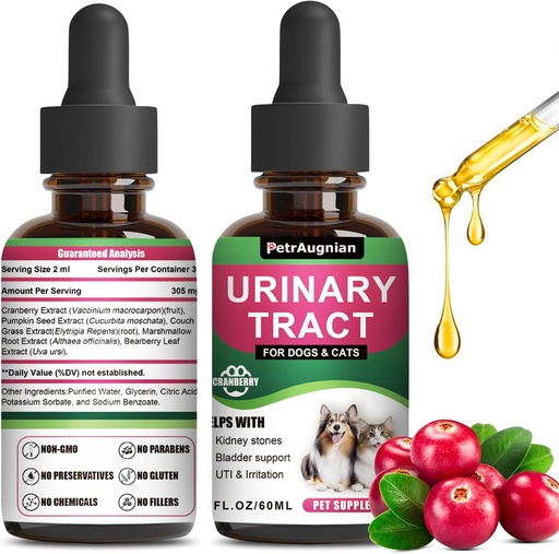 [BRSRAAQPPN7REYL3] Cat & Dog Urinary Tract Infection Treatment Drops with Cranberry & Natural UTI Medicine - Supports Bladder+Kidney - Best Prevention Incontinence & Bladder Stones -Supplement Renal Health Care Vitamins