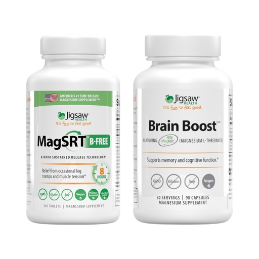 [BRSRAYL2C55WMG3O] Jigsaw Health Magnesium Bundle | MagSRT (B-Free), 240 Tablets, and Brain Boost, 90 Capsules