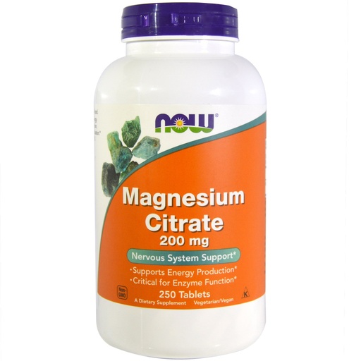 [BRSWIHDQOVYBMG3K] Now Foods Magnesium Citrate 200mg, 250 Tablets (Pack of 2)