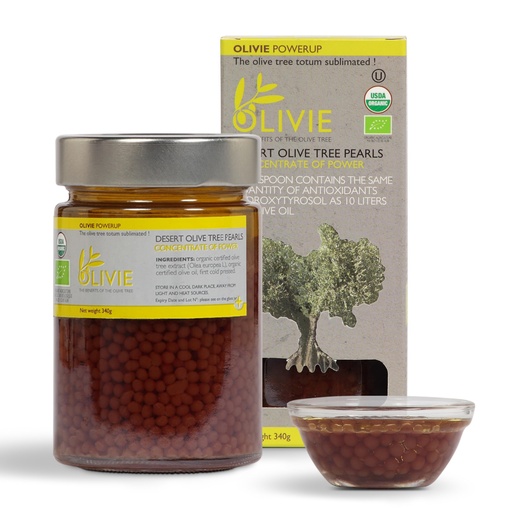 [BRSW2AIHPMOQMHTD] OLIVIE PowerUp Desert Olive Tree Pearls, Organic Extract, 340g | 1 Tsp Delivers Hydroxytyrosol = 10 L Regular EVOO, Polyphenol-Rich, Research Backed to Support Cognitive Function
