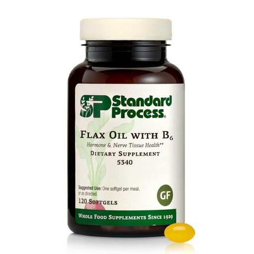 [BRSWIGIMAV4R4EI5] Standard Process Inc. Flax Oil with B6 - Supplement for Hormone & Nerve Tissue Support - Brain, Heart & Skin - Gluten-Free, Non-Dairy & Non-Soy - 120 Softgels (120 Servings)