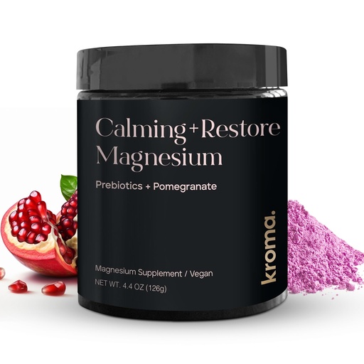 [BRSRA2QLBYNRGDTJ] Kroma Calming + Restore Magnesium Powder – Magnesium Citrate with L-Theanine for Relaxation, Sleep Cycle & Digestive Support – Muscle Recovery Supplement – Pomegranate Flavor – 4.4 oz, 30 Servings