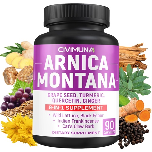 [BRSRMFAEDIAQY2YY] Arnica Capsules with Arnica, Grape Seed, Turmeric and More - 90 Capsules for 3 Months Supply