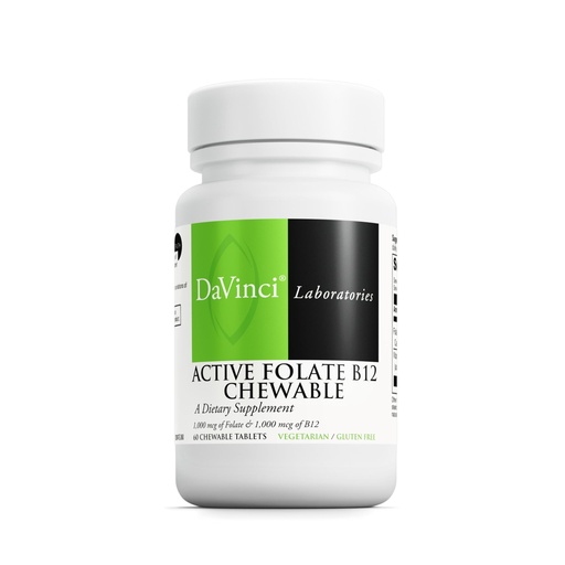 [BRSWGYI5O56GY3LK] DAVINCI Labs Active Folate B12 Chewable - Dietary Supplement to Support Heart Health, Healthy Nerves, Immune Function and Energy Production* - with Folate and Vitamin B12-60 Chewable Tablets
