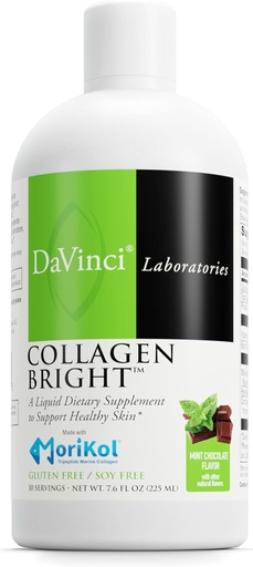 [BRSW2BIDAUBRY23D] DAVINCI Laboratories - Collagen Bright - A Liquid Dietary Supplement to Support Healthy Skin - Gluten Free, Soy Free - Mint Chocolate - 30 Servings, 7.6 Fl Oz