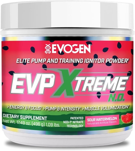 [BRSWGC33BF7QOADA] Evogen EVP Xtreme NO - Pre Workout Powder for Men & Women | Sugar Free Preworkout with Beta Alanine, Creatine, and Caffeine for Energy & Pump | Sour Watermelon | 40 Servings