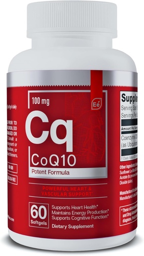 [BRSWGH3QOABAK2DA] Essential Elements CoQ10 Heart, Brain, və Vascular Support üçün 100mg Softgels - Optimal Absoreksiya üçün Çərşənilmiş Coenzyme Q10 Təhlükəsizlik - 60 Count, 2 ay Supply