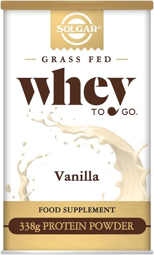 [BRSWIYQFBUHQOD3A] Solgar Grass Fed Whey to Go Protein Powder Vanilla, 11.9 oz - 20g of Grass-Fed Protein from New Zealand cows - Great Tasting & Mixes Easily - Supports Strength & Recovery - 13 servings