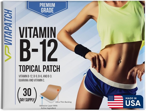 [BRSRMCQLCJ7BGE35] Premium Grade B12 Patches 30 Day Supply B12 Patch – Made with Vitamin B12 Methylcobalamin for Energy & Vitamin Guarana - 100% Made in The USA