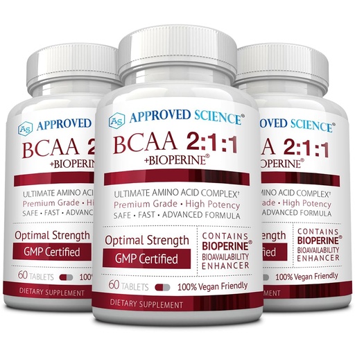 [BRSWYEACCNYRYALL] Approved Science BCAA Supplement - 180 Tablets - 2400mg - Increase Performance and Enhance Muscle Development - L-Leucine, L-Isoleucine, L-Valine - Made in USA, Non-GMO
