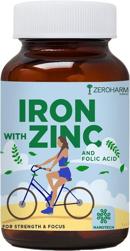 [BRSROZQFBZ6RQALP] Iron with Zinc & Folic Acid Tablets | Plant Based Iron Folic Zinc | Iron Supplements for Anemia | Boosts Energy and Strength| Enhances Brain Function | Boosts Athletic Performance