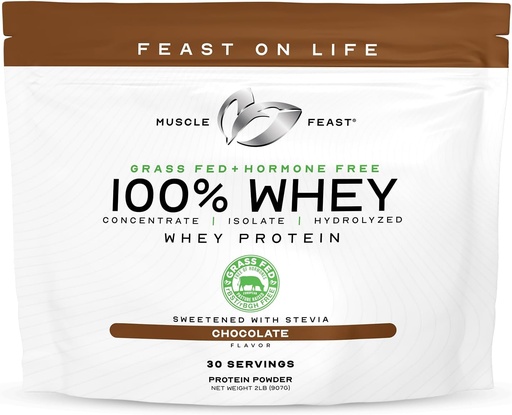 [BRSWIZ3ZOUPWY2AZ] Muscle Feast 100% Gras Fed Whey Protein Powder, All Natural Hormon Free Paure Raised Whey Protein Powder for Women & Men- Whey Concentrate, Isolate & Hydrolyzed Protein Powder Blend - Schokolade, 2lb