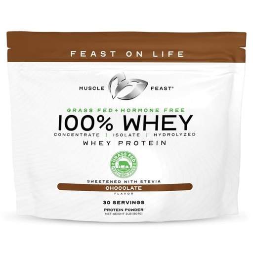 [BRSWIZ3ZOUPWY2AZ] Muscle Feast 100% Grass Fed Whey Protein Powder, All Natural Hormone Free Paure Raised Whey Protein Powder for Women & Men- Whey Concentrate, Isolate & Hydrolyzed Protein Powder Blend - Chocolate, 2lb