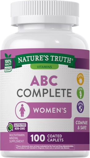 [BRSWECQYOIIAGDIU] Nature's Real Multivitamin for Multiple values with Iron | 100 Pills | Un-GMO & Gluten Free Supplement | ABC สมบูรณ์