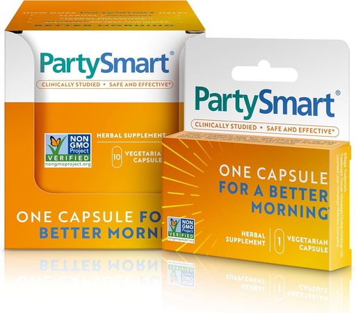 [BRSWIZIBBYNR4GT4] Himalaya PartySmart, 10 Individual Capsules - Alcohol Breakdown Liver Support for a Better Morning After Drinking - Plant Based, Vegan, Non-GMO, Gluten Free, Clinically Studied