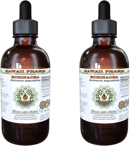 [BRSWKEYHOYOBKYLE] Echinacea Alcohol-Free Liquid Extract, Echinacea (Echinacea Angustifolia) Dried Root Glycerite Hawaii Pharm Natural Herbal Supplement 2x4 oz
