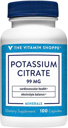 [BRSWIYTYOEDROADE] The Vitamin Shoppe Potassium Citrate 99MG, Supports Cardiovascular & Cellular Health (100 Capsules)