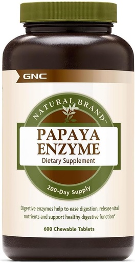 [BRSWIYYCDINQGYA7] GNC Natural Brand Papaya Enzyme, Supporta la funzione digestiva sana, 600 compresse