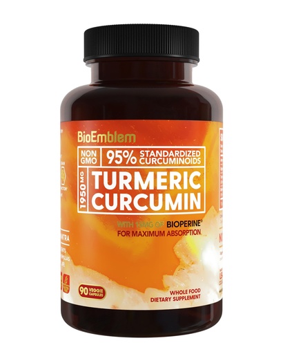 [BRSWGAAFDEPAAYDK] BioEmblem Turmeric Curcumin Supplement with BioPerine | Joint Support & Heart Health | with Organic Turmeric Powder & 95% Curcuminoids Extract | California Made, Non-GMO, 30-Day Supply