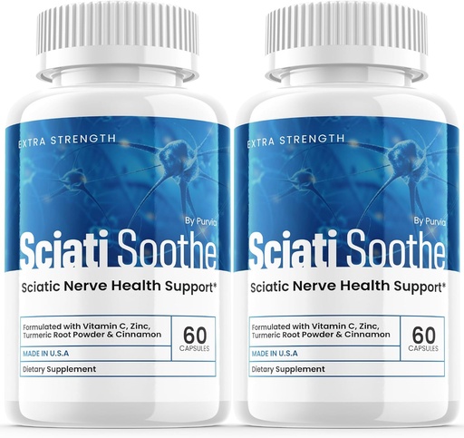 [BRSRAAQOC4IBM2AZ] (2 Pack) Sciatisoothe Supplement for Sciatia, Sciati Soothe Nerve Health, Sciatisoothe Capsules Vitamins, Sciatisoothe Advanced General Wellness Support maximum Strength Formula USA (120 Capsules)