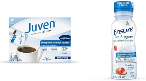 [BRSROCYOOQBGKD3U] Juven Therapeutic Nutrition Drink Mix Powder for Wound Healing Support, Includes Collagen Protein, Unflavored, 30 Count " Ensure Pre-Surgery, Clear Carbohydrate Drink, Strawberry, 10 Fl Oz (Pack of 4)