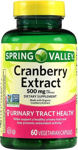 [BRSWG2T5CIAQGYDL] Spring Valley Cranberry Extract, 60 count, 500 mg per Capsule