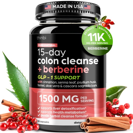 [BRSRAHQZDIIRYGTO] Advanced Ketogenic Colon Cleanse with Berberine 1500mg – 15 Day Parasite Detox for Men & Women – Extra Strength Formula with Senna Leaf for Rapid Constipation Relief, Gut Health & Bloating Reduction
