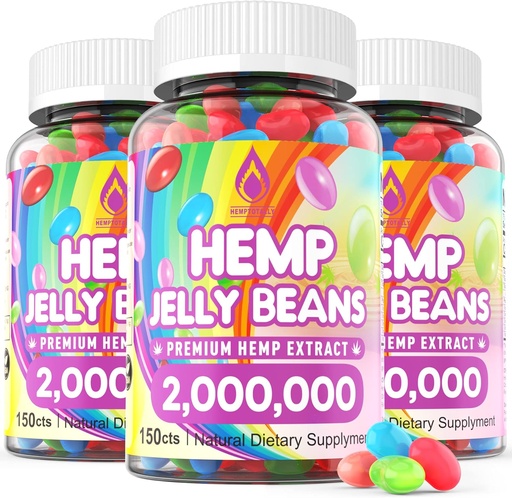[BRSRMEA7BEBBSDL6] HempTotally (3 Packs) Hemp Jelly Beans 2,000,000 Premium r Stress & AHemp Supplement to Reduce Inflammation, Improve Sleep, Boost Mood - 450 Cts