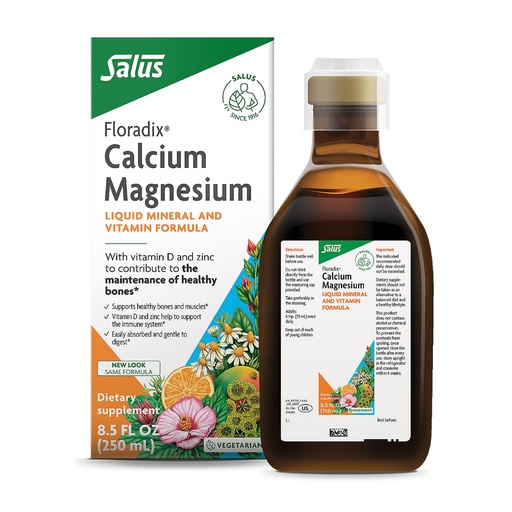 [BRSWKH37AAGGOAAY] Floradix Calcium Magnesium Liquid Mineral & Vitamin Formula - Bone Support Supplement with Calcium, Magnesium, Vitamin D & Zinc - Vegetarian & Non-GMO - 8.5 fl oz