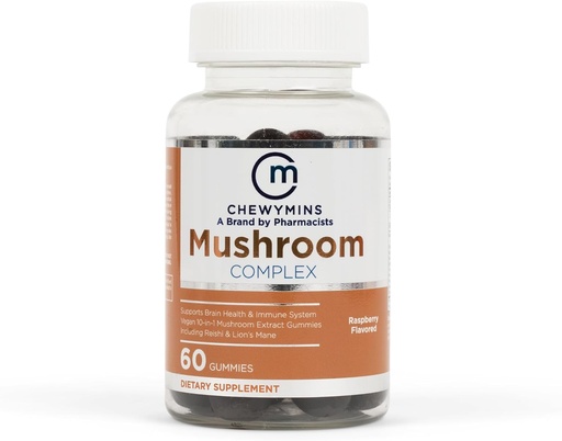 [BRSROFTYA4NR6D3A] Halal Mushroom Complex Gummies - Raspberry Flavor - Non-GMO, Organic, and Vegan - Supports Brain Health and Immune System - 10-in-1 Mushroom Extract - 60 Gummies