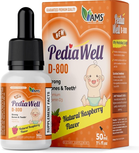 [BRSW2AQEBANQOC3U] America Medic & Science PediaWell D-800 (50 mL) | Natural Vitamin D Drops