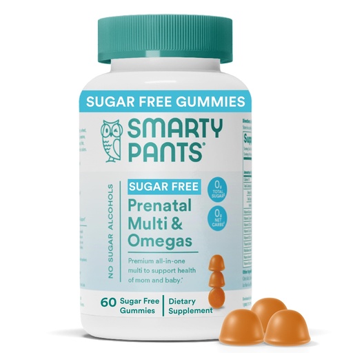[BRSRMBL3AAOWCAD7] SmartyPants Prenatal Vitamins for Women, Sugar Free Multivitamin Gummies: Methylfolate, Omega 3 (ALA) Vitamin D3, C, Vitamin B12, B6, A, K & Zinc, Inositol, Erythritol Free, 60 Count (20 Day Supply)