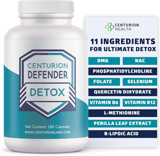 [BRSRAHAEBAPGY2TU] Centurion Defender Detox, Liver Cleanse Detox & Repair Supplement with Phosphatidylcholine, Vitamin B6, Folate, L-Methionine and R-lipoic Acid, 180 Caps