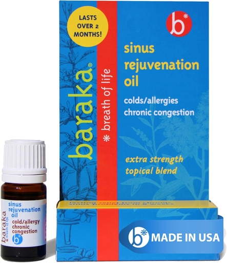 [BRSWGYIZB4BWMGYV] Baraka Sinus Rejuvenation Oil – Blend of 6 Organic Essential Oils for Clear Nasal Breathing, Eases Sinus Pressure, & Offers Relaxing Nasal Health Support | Ideal for Daily Use – 4ml (1-Pack)