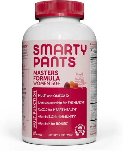 [BRSWGZTYARYRY333] SmartyPants Multivitamin Gummy for Women 50 and Over: Omega 3 Fish Oil (EPA/DHA), Methylfolate, CoQ10, Vitamin D3, C, Vitamin B12, B6, A, K & Zinc, Biotin, Gluten Free, 120 Count (30 Day Supply)