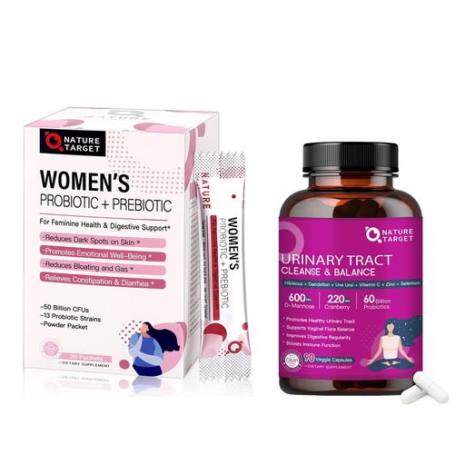 [BRSRAZLRAQDWOFDL] NATURE TARGET Probiotics for Women Digestive Health & Urinary Tract Health with D Mannose & Cranberry