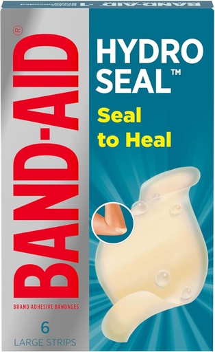 [BRSWGZI5CICWKDTK] BAND-AID Brand Hydro Seal Adhesive Waterproof Bandages, Large Hydrocolloid Gel Bandages for First Aid Support Better Healing for Minor Blisters, Cuts & Scrapes, FSA/HSA Eligible, 6 ct