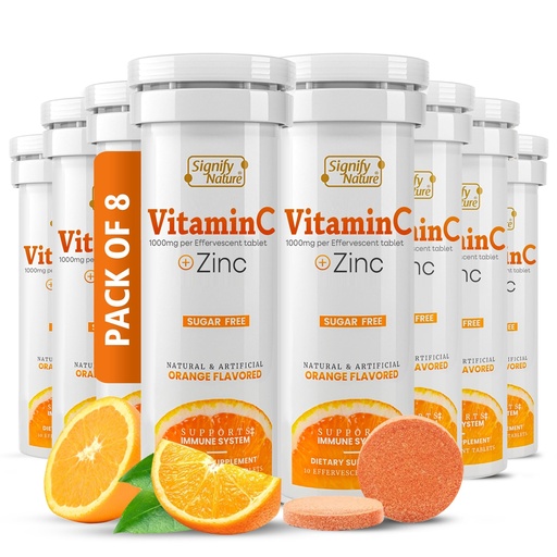 [BRSWYGI3BANGA3TU] SIGNIFY NATURE Vitamin C 1000mg Effervescent Tablets - Potent Immune Support VIT C with Zinc Supplement - Sugar-Free & Vegan Formula | Dissolvable Vitamin C Tablets - Water Soluble Fizzy Elixir - 80CT