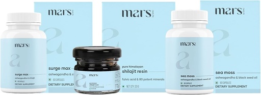 [BRSROAAFPMIRGEL2] Mars by GHC Performance Plus Combo | Surge Max Caps, Pure Himalayan Shilajit Resin, Black Seed & Natural Sea Moss Capsules | Supports Energy, Stamina & Overall Well-Being | Pack of 1