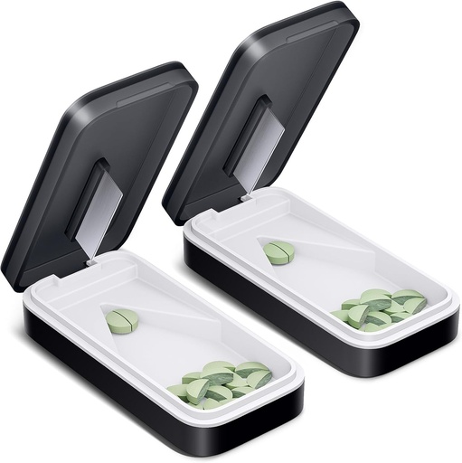 [BRSRAAAPAF5AYHQ2] Un personatge PIX Fell tallador 2 paquet, divisió de Pill amb l'Acer sense fil, divisió de tallar per a Petits i petits Piells amb disseny V-Shaped, Pill tallaters per a petits o grans Pils Professional (Black 01)