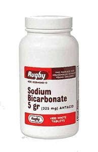 [BRSWGFANBMCAI2TO] Rugby Sodium BICARB 5GR TAB Sodium BICARBONATE-325 MG White 1000 Tablets UPC 305361046101