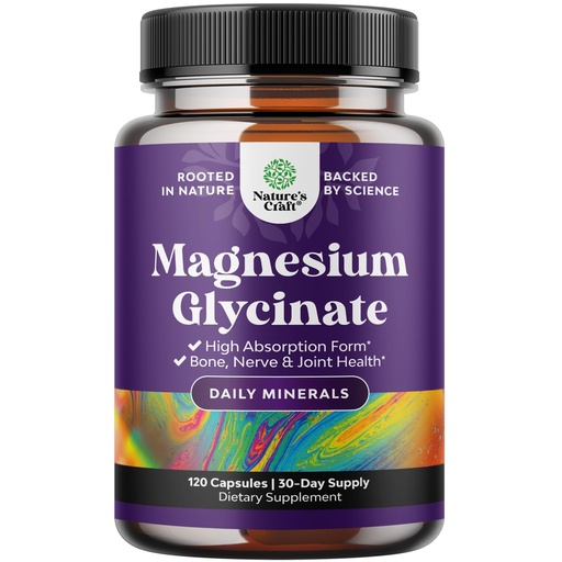 [BRSROGAKBF5RY33O] High Absorption Magnesium Glycinate 500mg Capsules - Supports Faster & Deep Sleep - Boost Mood with Magnesium Supplement - Helps Muscle Relaxation - Third Party Tested - Vegan, Non GMO - 120 Count