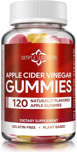 [BRSWGCABBYIREEIZ] Apple Cider Vinegar Gummies with The Mother - Detox, Cleansing & Immune 지원을위한 ACV Gummies - Black Carrot & Ginger Dry Extract - Pectin 기반 비 GMO, 글루텐 프리 (120 Gummies)