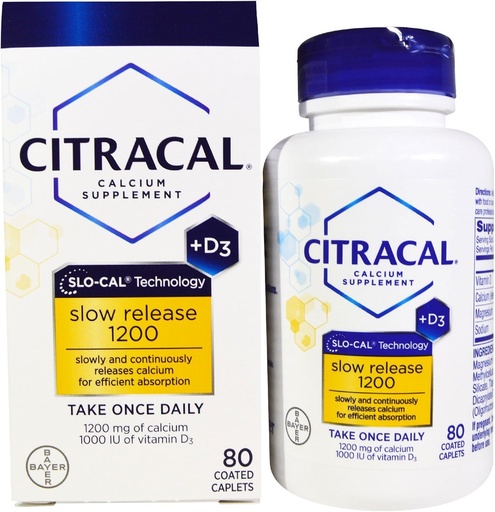 [BRSWI23QOUDG22IV] Citracal Calcium +D Slow Release 1200, Coated Tablets - 80 ea (Pack of 2)