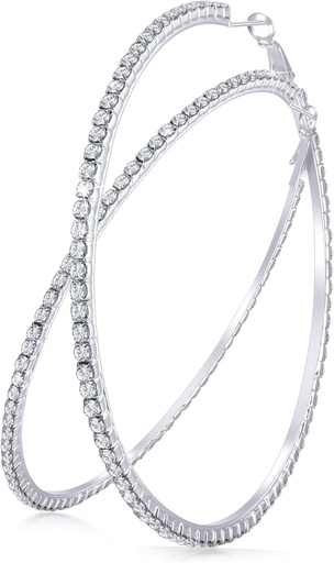 [BRSWYBQKPMCB4CY6] Large Rhinestone Hoop Earrings Shining Crystal Rhinestone Dangle Big Hoop Earrings for Women Wedding Party Favor, 80 mm