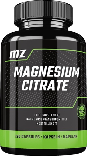 [BRSROFT7OAFGC33G] Magnesium Citrate 120mg + Vitamin B6 (P-5-P) 3mg, 120 Vegan Capsules, 4 Months Supply, Organic Form of Magnesium - Support Bone Strength and Nervous System - by MZ