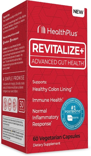 [BRSRMGQNDECQOALB] Health Plus revitalizar + Corebiome Tributyrin Postbióticos para a saúde dixestiva completa, Leaky Gut, Colon | Suplementos de saúde para homes e mulleres | 60 cápsulas, 30 servizos
