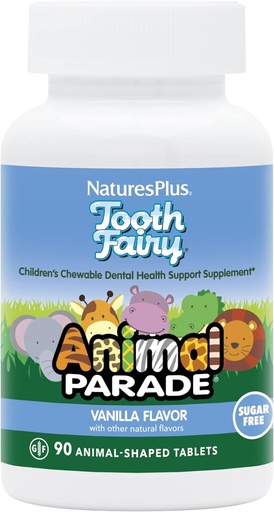 [BRSWIFATBVYWOCL4] Naturations Plus Animal Parade Tooth Fairy Children 's Chewables - Natural Vanilla Flavor - 90 Animal- Shaped Tablety - Doplněk pro zubní zdraví - Vegetariánské, Gluten zdarma - 45 Služení