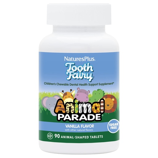 [BRSWIFATBVYWOCL4] NaturesPlus Animal Parade Tooth Fairy Children's Chewables - Natural Vanilla Flavor - 90 Animal-Shaped Tablets - Dental Health Supplement - Vegetarian, Gluten Free - 45 Servings