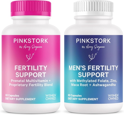 [BRSRABQ3OAGQG3Q4] Pink Stork His ve Hers Ferttitude Sche: Kadınlar için Fertness Supplements, Ferttitude Prenatal Vitamin, Vitex, Inositol, Folate, B6, 60 Capsules